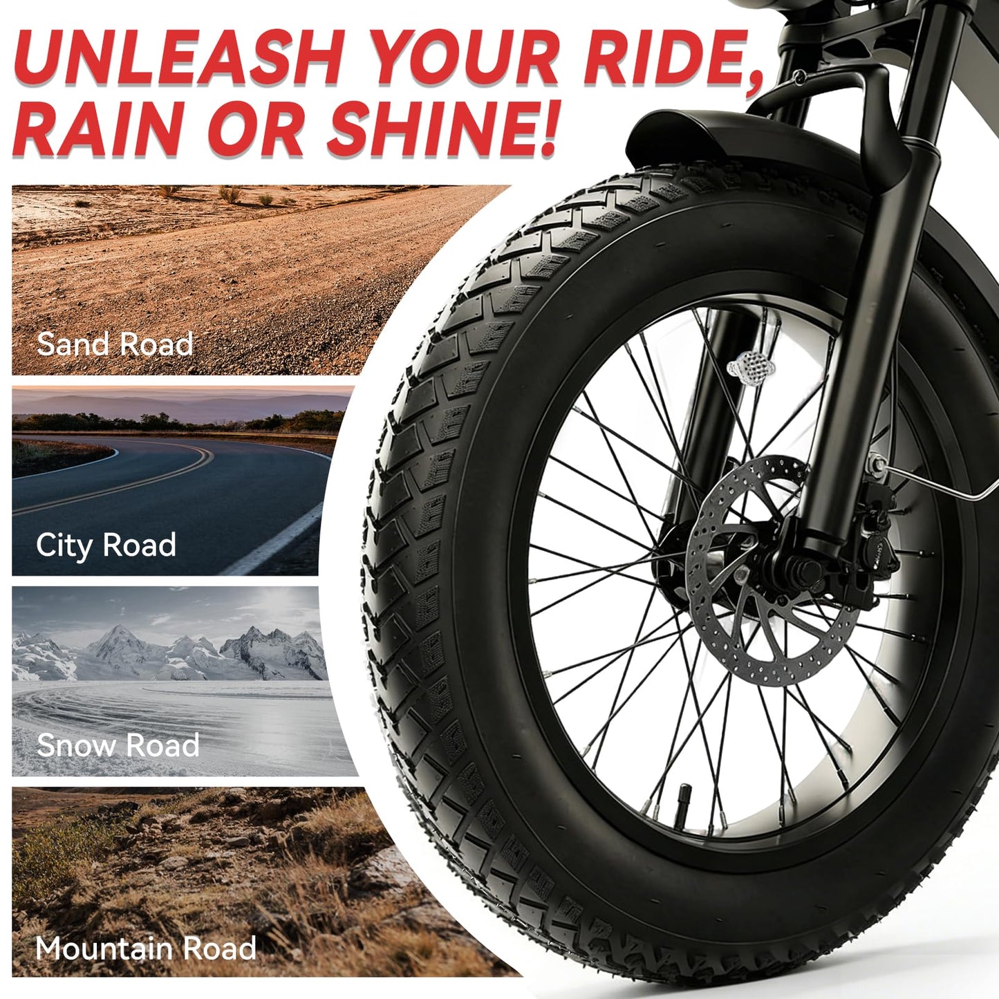 2-Pack NEZHA 26×4.0 Fat Tire for Electric Bikes & Fat Bikes, All-Terrain Puncture-Resistant Bicycle Tire, Durable Replacement Tire for Snow, Sand, Trails & Urban Roads