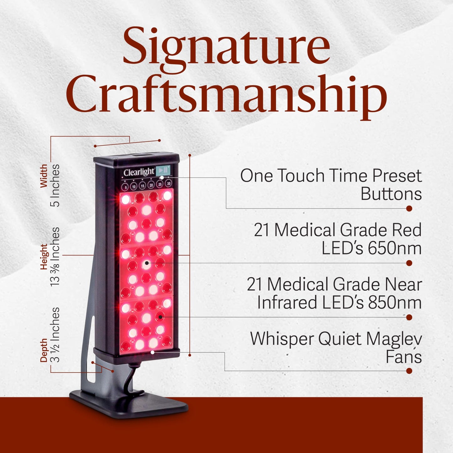 Clearlight RED Light Therapy Personal Tower - Red & Near-Infrared 650nm & 850nm Wavelengths - Pain Relief, Skin Rejuvenation, Muscle Recovery & Skin Vitality - Saunas Infrared Light Therapy with Stand