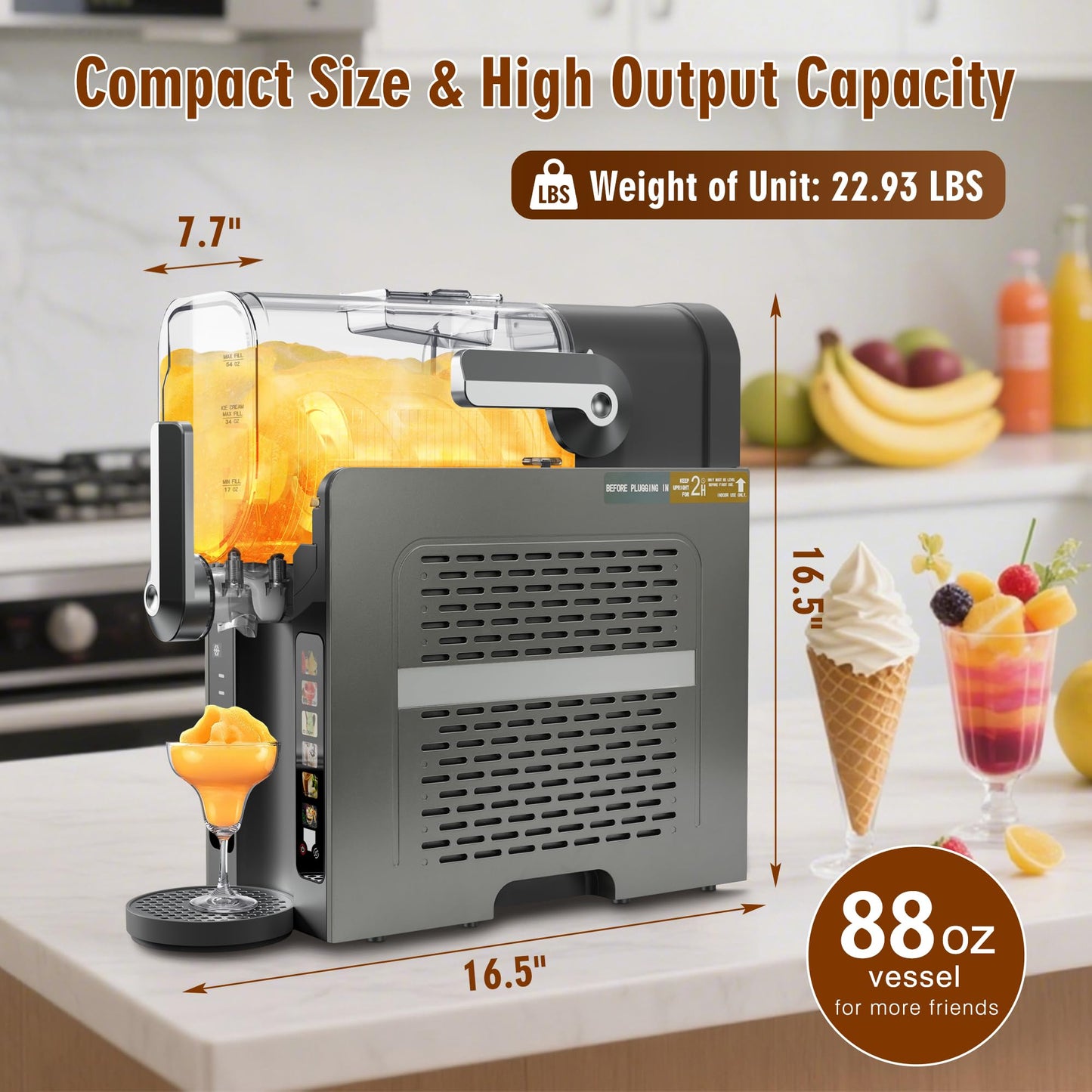 KELTEROOM Slushie Machine for Home with LED Display - One-Touch Reservation & 6 Pre-set Programs,No Ice Needed Slushy Machine 88oz Frozen Drink Machine for Frozen Margaritas,Frappés& Ice Cream Slushie