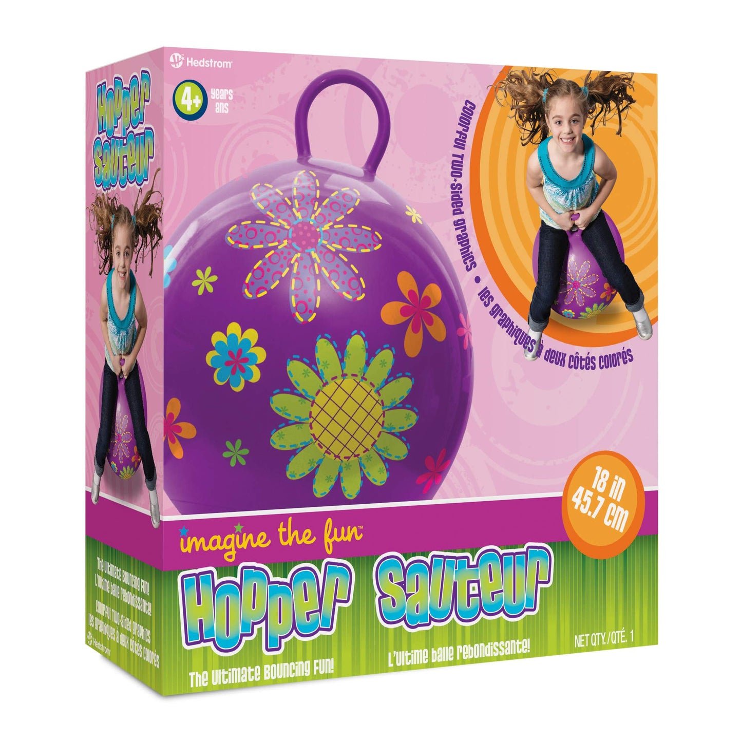 Hedstrom Hopper Ball, Hopping Ball, Jumping Ball, Flowers, 18 Inch