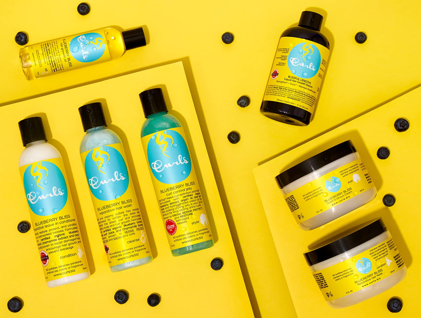 Curls Blueberry Bliss Hair Growth Oil - 4 oz, Repair and Restore Damaged Hair, Moisturizes and Softens, for Wavy, Curly, and Coi