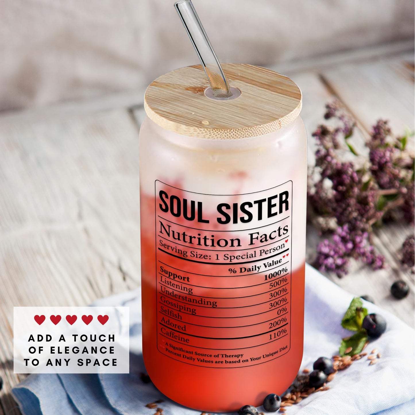 GINGULMINA Friendship Gifts for Women Friends - Mothers Day Gifts for Friends Female - Gift for Sister, Gift for Best Friend - Birthday Ideas for Best Friend Women, Bestie - 16 Oz Can Glass