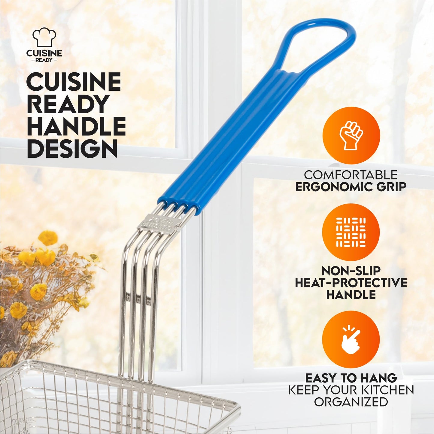 Cuisine Ready Deep Fryer Basket | 2-Pack | Commercial Fry Basket with Handle | 13.25" x 6.5" x 5.9" | Heavy Duty Restaurant Quality