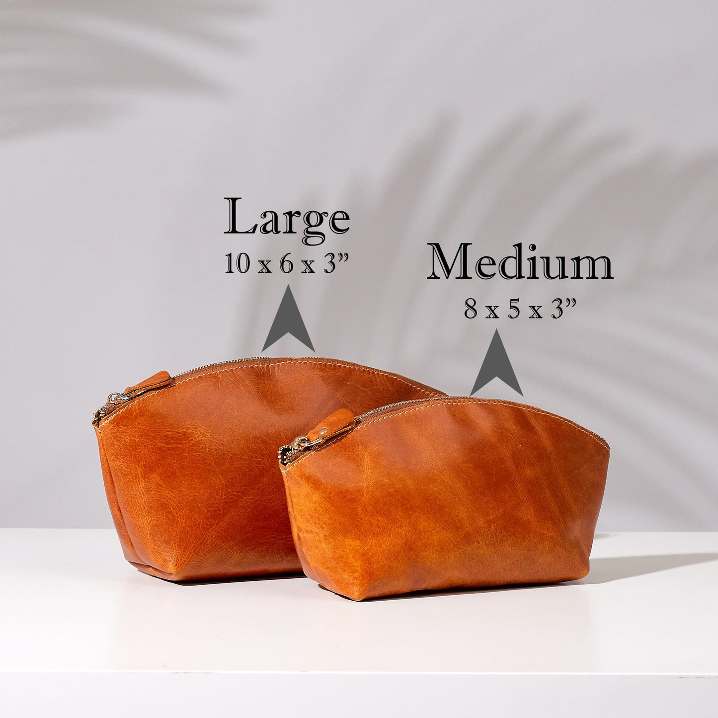 Luxury Personalized Leather Makeup Bags Crafted in USA, Full-Grain Leather Cosmetic Bag Engraved Name Initials or Logo, Birthday Anniversary Christmas Gift or Mother Gift, Italian Zipper, Make-up Purse for Women