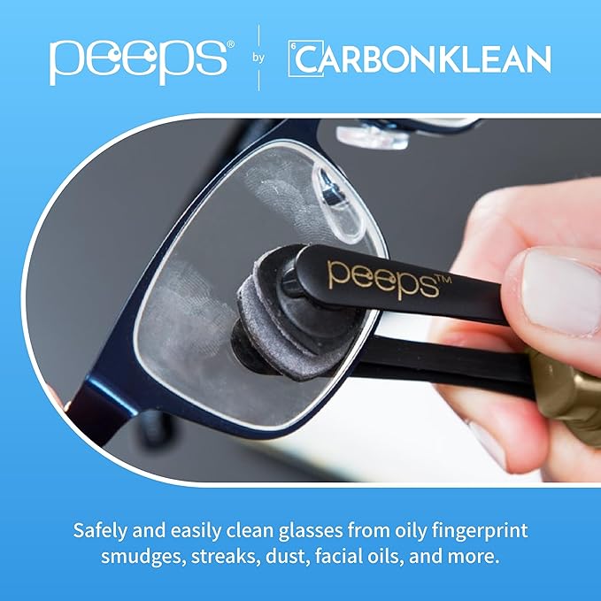 CarbonKlean Peeps Glasses Cleaner - for Eyeglasses, Reading Glasses, and More - Lens Cleaner with Carbon Microfiber Tech - Injected White - 3 Count