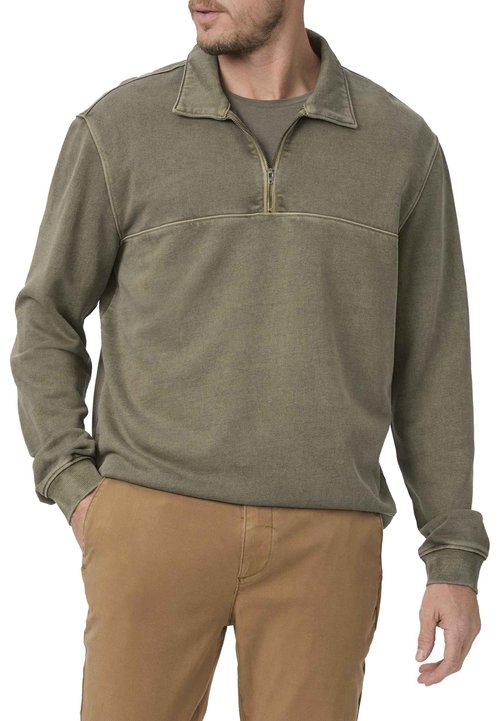 PAIGE Men's Davion Quarter Zip Pullover, Vintage White Sage