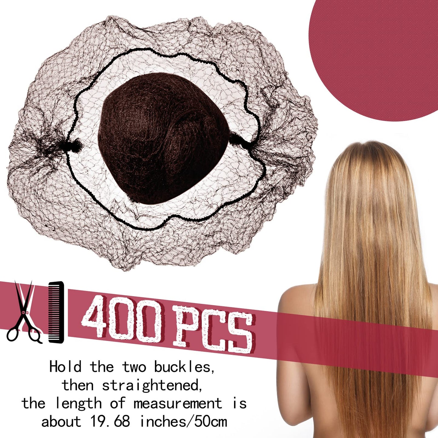 400 Pcs Hair Nets for Women Hair Nets for Food Service Invisible Elastic Edge Mesh 20 Inches Ballet Dance(Dark Brown)