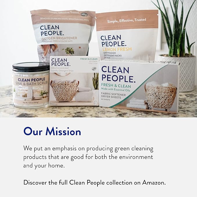 The Clean People Fabric Softener Dryer Sheets - Softens & Removes Static Cling - Vegan - Made with Essential Oils - Spring Scent, 120 Sheets