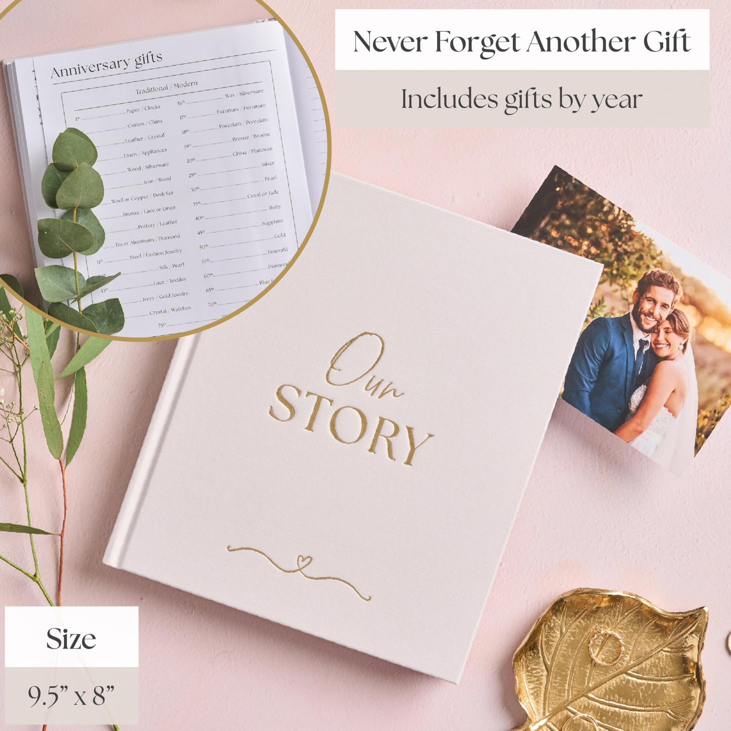 Couples Anniversary Journal – 1st to 75th Year Scrapbook & Keepsake Album | Paper Gift for Husband or Wife | Relationship Memory Book (Grey)
