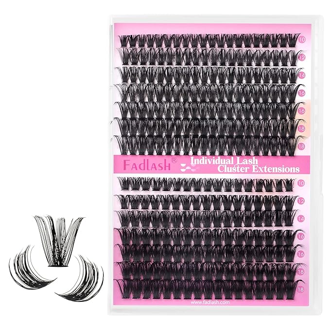 Lash Clusters Fluffy 60D+80D 10-18mm Mixed Tray Thick Eyelash Clusters D Curl Individual Lashes 259pcs Eyelash Extension Clusters Wispy Soft DIY Lash Extensions (60D+80D-0.07-D,10-18mm)