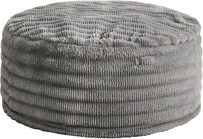 Hobestluk Bean Bag Chairs Beanbag Chair with Filler Adult Bean Bags with Fluffy Ripple Cover, Giant Bean Bag Chairs for Adults (Grey, 3FT - 36" x 36" x 22")