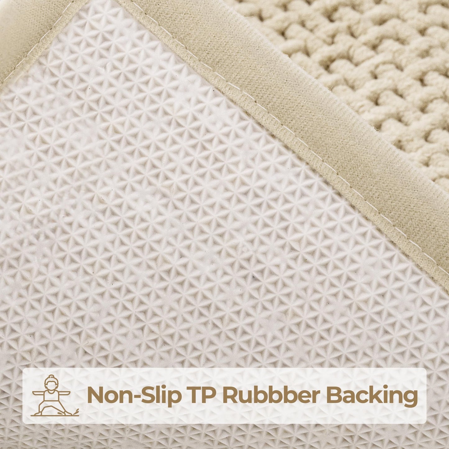 GRANNY SAYS Beige Bathroom Rugs, Absorbent Bath Mats for Bathroom, 24" x 16", Soft Chenille Bathroom Mat, Small Bath Rugs Non Slip Washable, Quick Dry, Thin, Rug for Tub and Shower