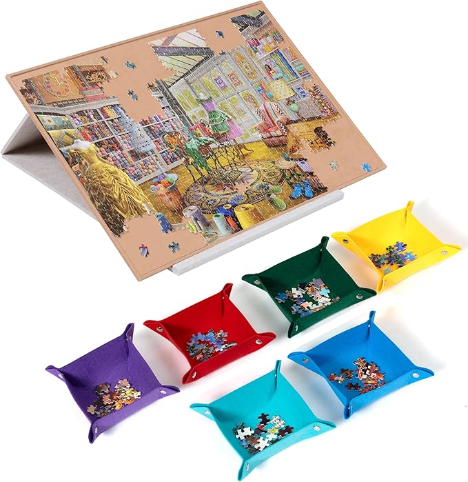 Lavievert Tilting Puzzle Board with 2-in-1 Stand & Cover, Adjustable Plateau Storage with 6 Sorting Trays for Adults, Port...