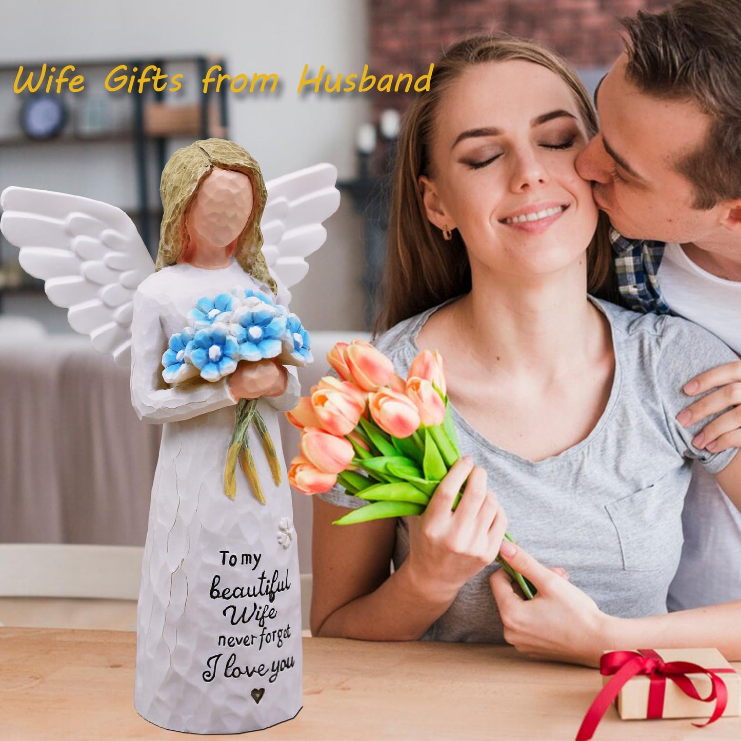 AUMELO Wife Gifts from Husband-Birthday Gifts for Wife, Woman Gifts, Wedding Gift,Gifts for My Wife for Wife,Best Wife Presents-Handmade Resin Figurines (Blue)