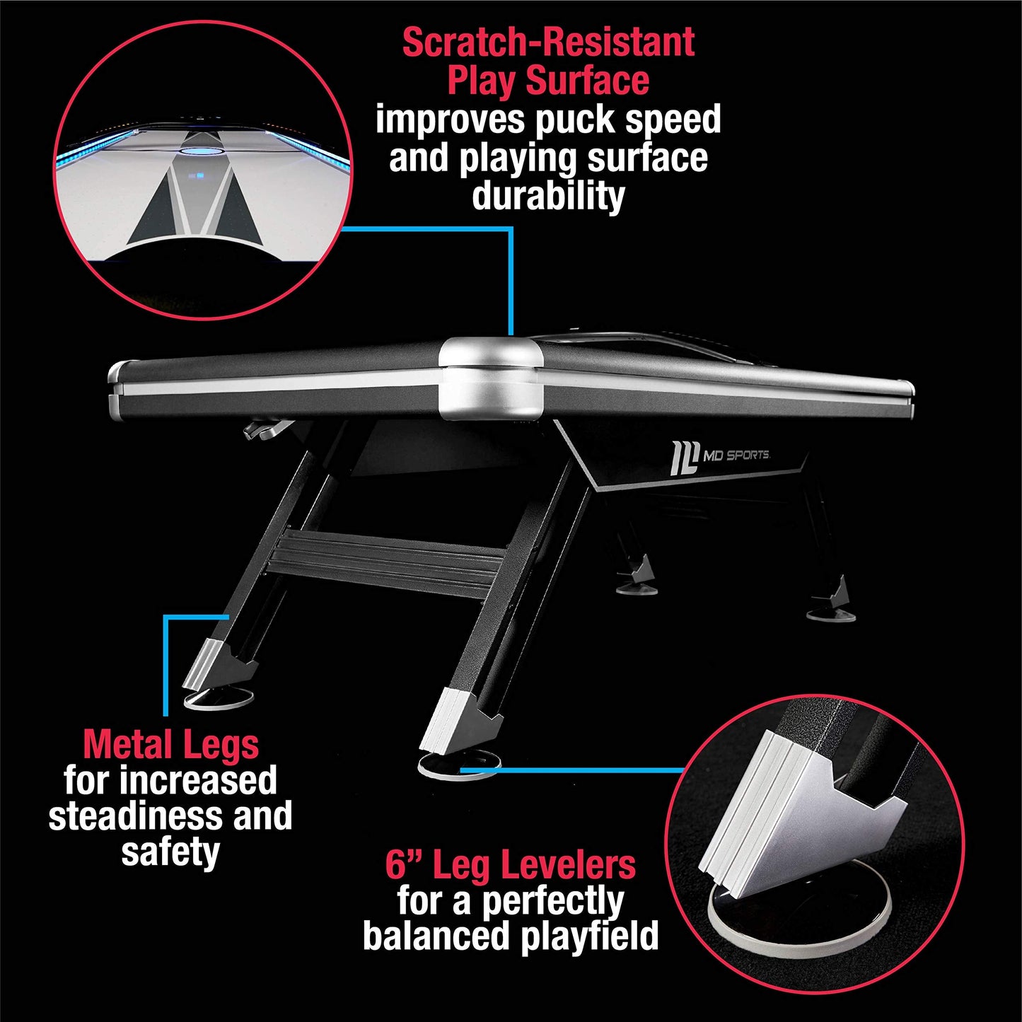 MD Sports 7.5' Titan Air Powered Hockey Overhead Score Table With Pusher and Puck Set