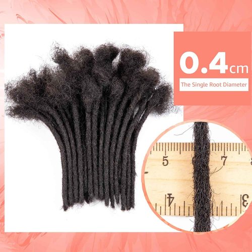 Teresa 12 Inch 0.4cm Width Loc Extension Human Hair Natural Black 30 Strands Full Hand-made Permanent Locs Extensions Can Be Dyed and Bleached for Men/Women/Kids Real Dreadlock Extensions Human Hair