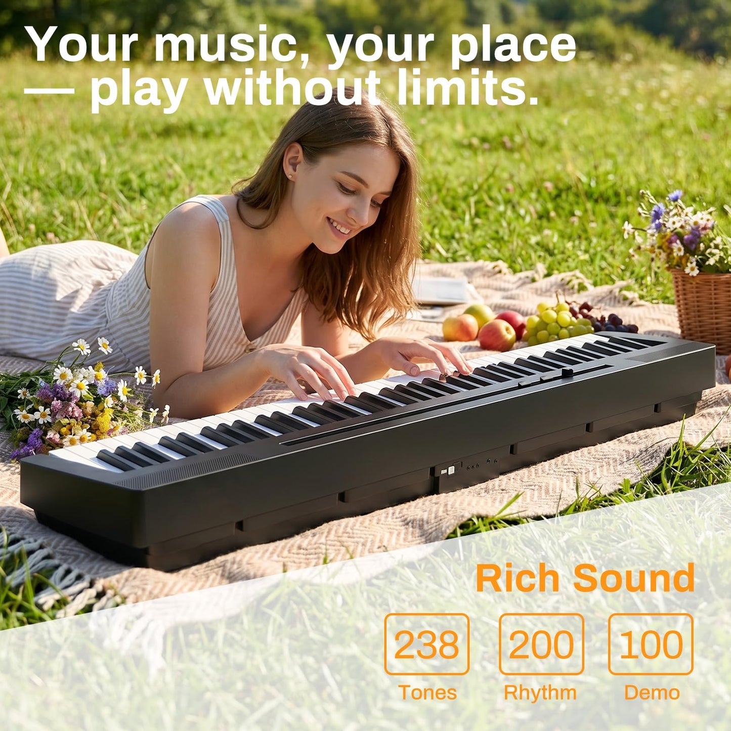 AODSK 88 Key Weighted Keyboard Digital Piano,Grade Hammer Action Keyboard for Beginner Portable Electric Piano, Black (Three-pedal)