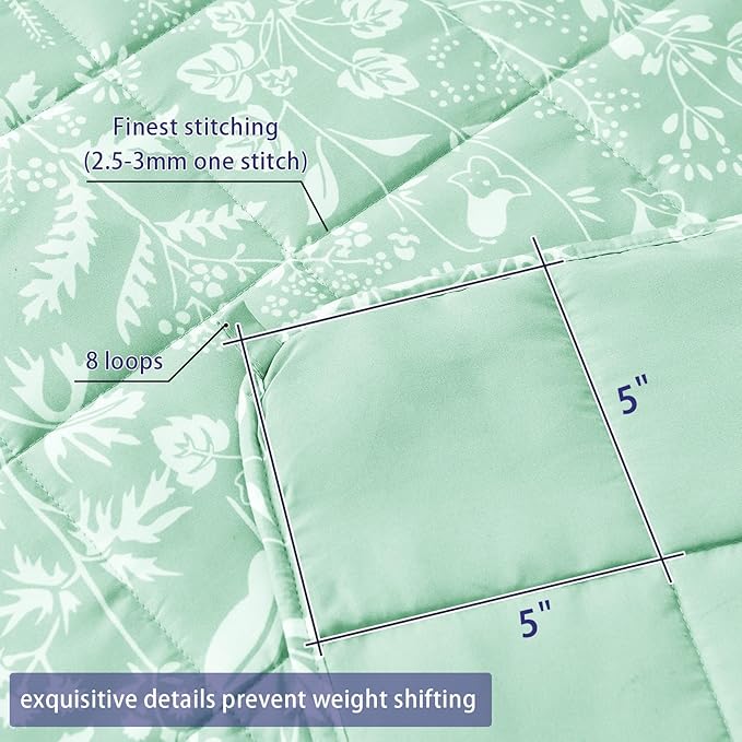 yescool Weighted Blanket for Adults (15 lbs, 48" x 72", Cerulean) Cooling Heavy Blanket for Sleeping Perfect for 140-160 lbs, Twin Size Breathable Blanket with Premium Glass Bead, Machine Washable