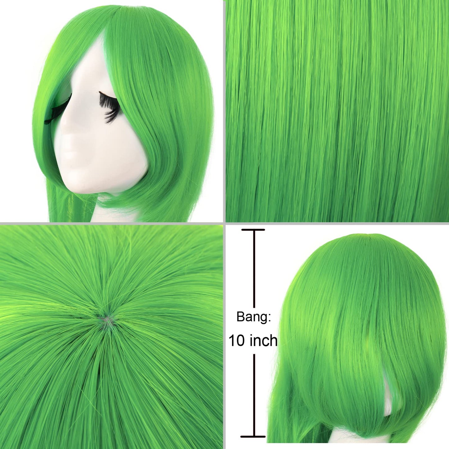 MapofBeauty 40 100cm Anime Costume Long Straight Cosplay Wig Party Wig (Fluorescent Green)