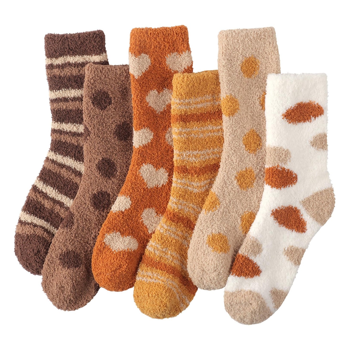 Toes Home Fuzzy Socks for Women Soft Fluffy Winter Cozy Slipper Socks Plush Sleep Fall Socks for Ladies 6 Pairs