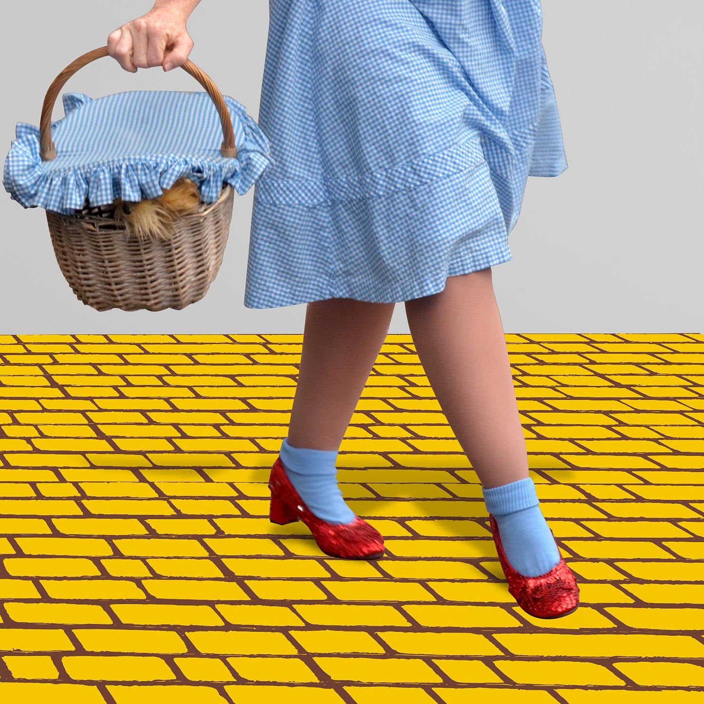 Chuangdi 1 Piece 4.5 X 9 Feet Halloween Yellow Brick Costume Wizard Backdrop Princess Decorations Decal Photo Wall Backdrop Bric