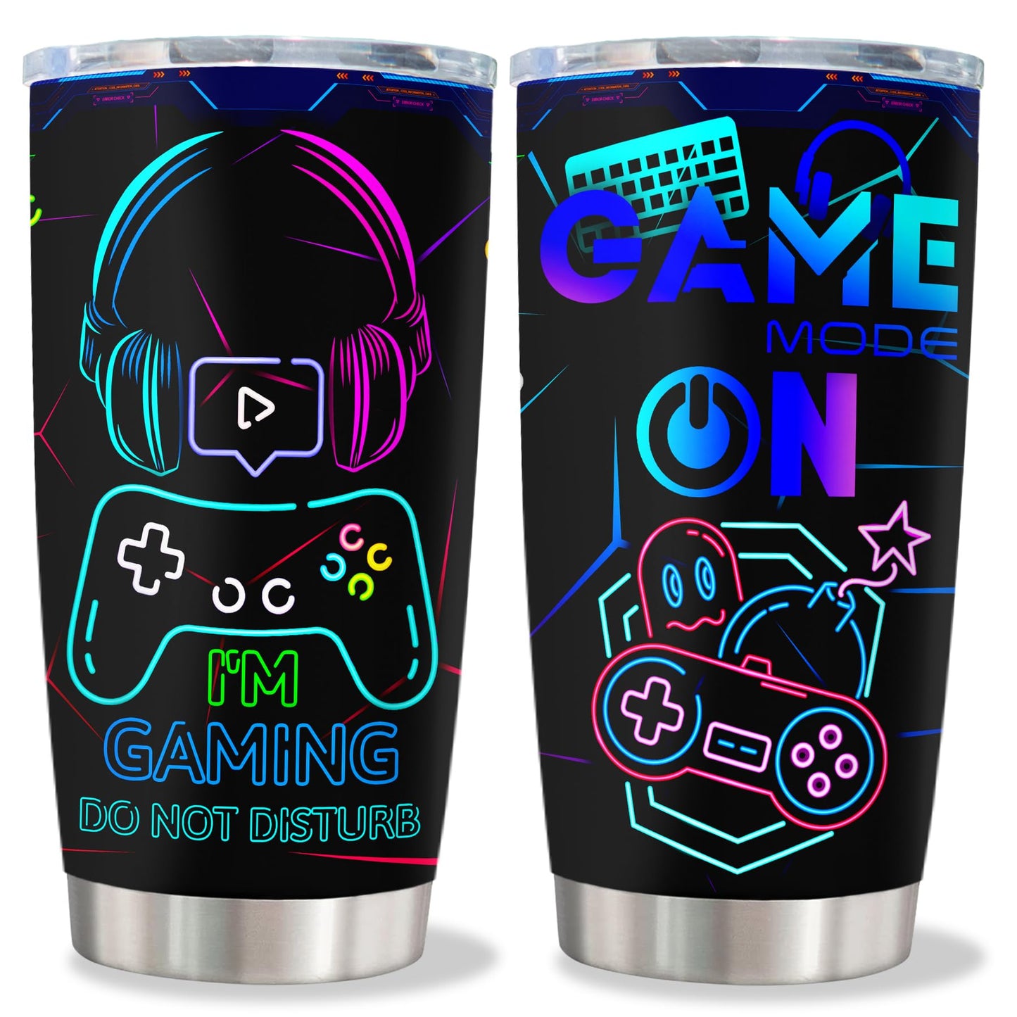 Fusui Gamer Gifts, Gaming Mugs, Gifts for Gamers, Cool Game Christmas Birthday Graduation Gift for Men Teenage Teen Boys Boyfriend Husband, Video Games Boys Decor Stainless Steel Tumbler 20oz 1pc
