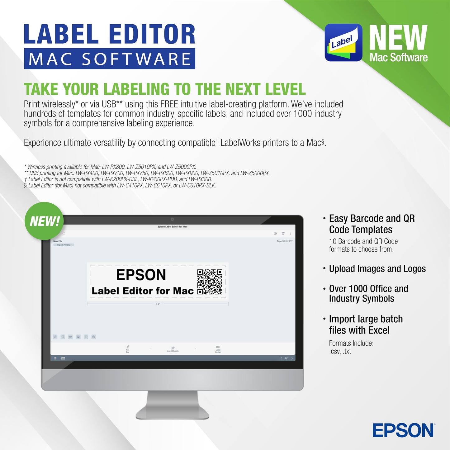 LABELWORKS Epson LW-Z5000PX Industrial Label Maker - Complete Printer Kit with Accessories, PX 147' Bulk Label Rolls, Desktop Printer