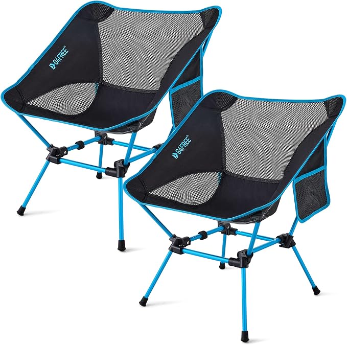 G4Free 2Pcs Folding Camping Chairs, Ultralight Compact Backpacking Folding Chairs Lawn Chairs Heavy Duty 330lbs with Side ...