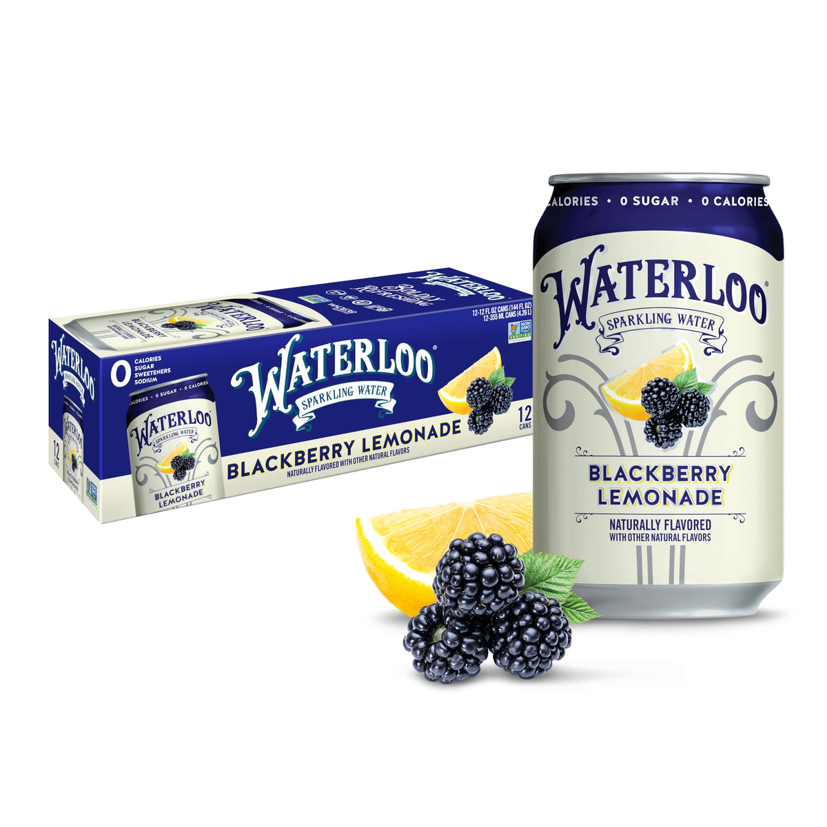 Waterloo Sparkling Water, Blackberry Lemonade Naturally Flavored, 12 Fl Oz Cans (Pack of 12) – Zero Calories and Zero Sugar or Sweeteners