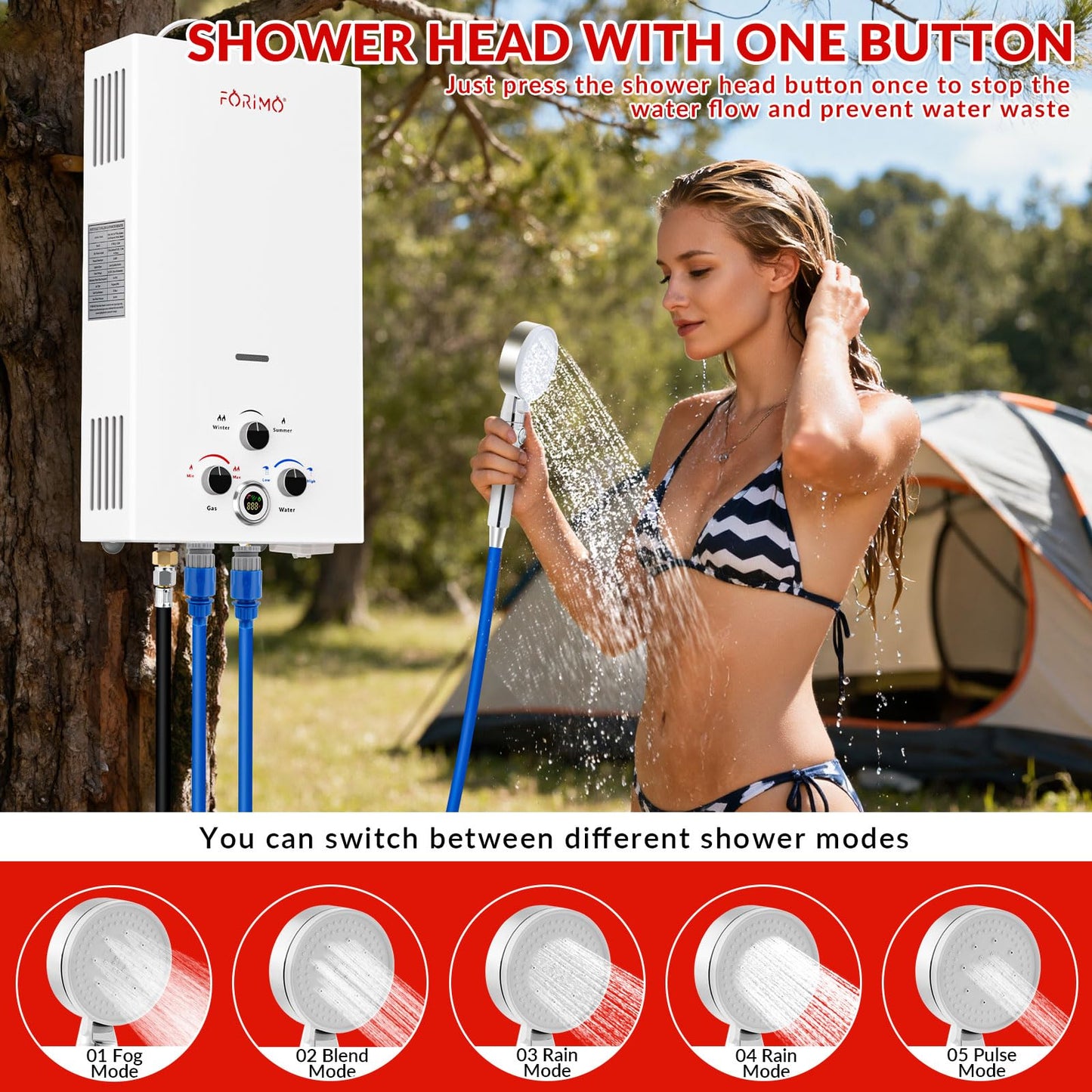 Tankless Water Heater Propane,2.64GPM 10L Outdoor Portable Water Heater,with 2 GPM Water Pump, Instant Propane Water Heaters with Digital Display Multi-Protection for Camping Trips Boat Cabins