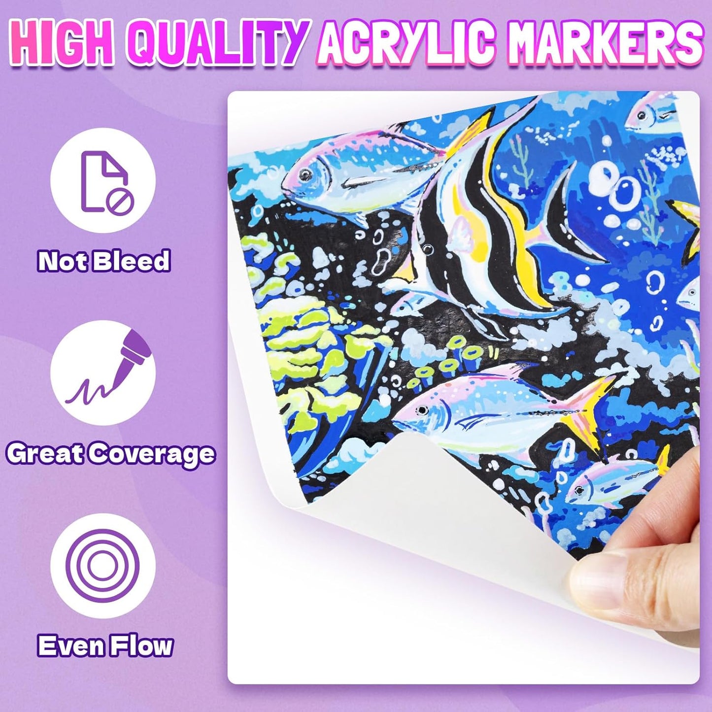 LET'S RESIN PAINT136 Colors Acrylic Paint Markers Direct Liquid,Brush Tip Acrylic Paint Pens for Coloring,Water-Based Acrylic Markers for Drawing,Painting,Canvas,Art Supplies,Craft
