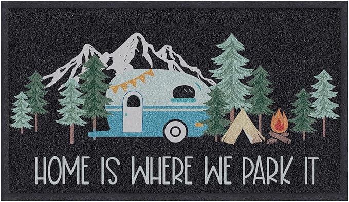 comfoyar Camper RV Door Mat, Home is Where We Park It Camping Door Mat for Campervan Caravan Motorhomes, Decorative Camp D...