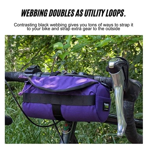 Handlebar Bag (Black & Green Burrito) | 2 Liter Capacity | Spacious Bike Bag w/ 2 Extra Long Buckle Straps & 1 Hook-and-Loop Strap | Water Resistant Front Basket | Bike Accessories | Made in USA