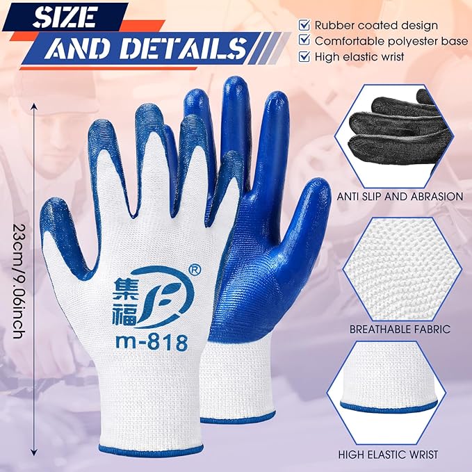 Gardening Gloves for Men Women Breathable Rubber Coated Working Gloves for Gardening, 9.1 Inch