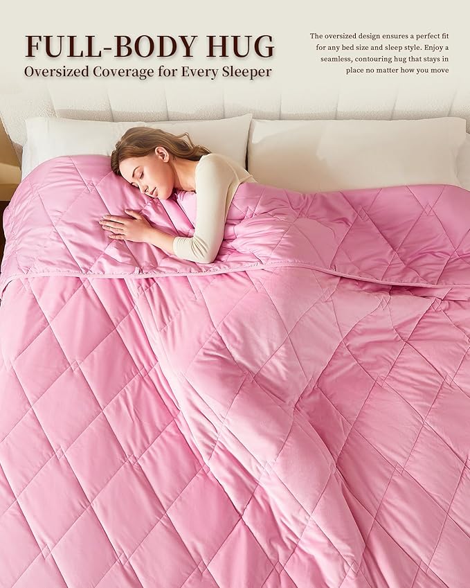 L'AGRATY Queen/King Size Weighted Blanket for Adults 30lbs, 80"x87" — Cooling Breathable Heavy Blanket with Glass Beads for Sleeping Perfect Hot Sleepers & Couples Machine Washable All-Season Pink