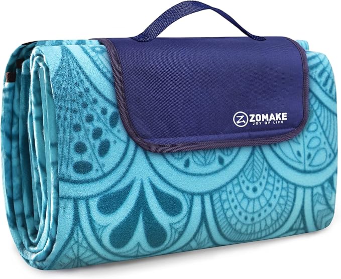 ZOMAKE Picnic Blanket Waterproof Sandproof Large Foldable Blankets,79"x79" Concert, Beach, Yard, Outdoor Grass Mat(Peacock...