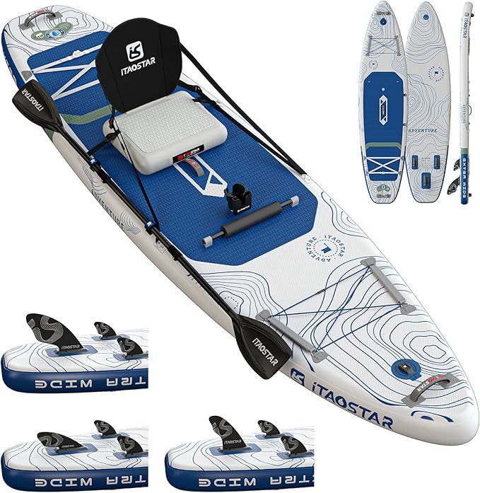 iTAOSTAR Adventure 12’×35"/39" Extra Wide Paddle Board, One-Stop Premium SUP Board Accessories, Tailored 5 Fins, Stable In...