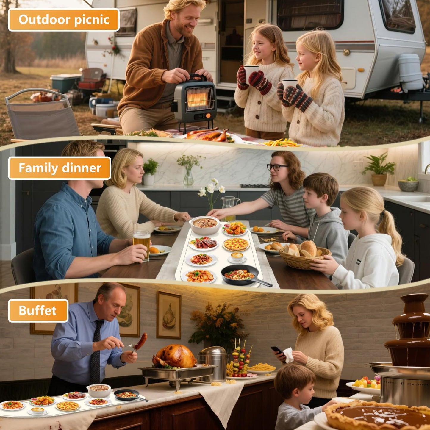 Warming Mat for Food Extra Large,36x16 Food Warming Mats for Countertop,Heating Mat for Food,Silicone Food Warmer Mat,Food Warmers for Parties Buffet,Warming Trays for buffets Party