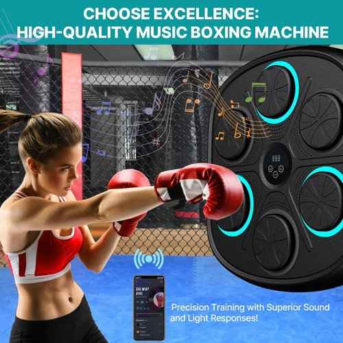 2025 Smart Music Boxing Machine for Adults and Kids: Training Machine with LED Electronic Wall Mounted, Home Indoor Workout Equipment with Premium Boxing Gloves