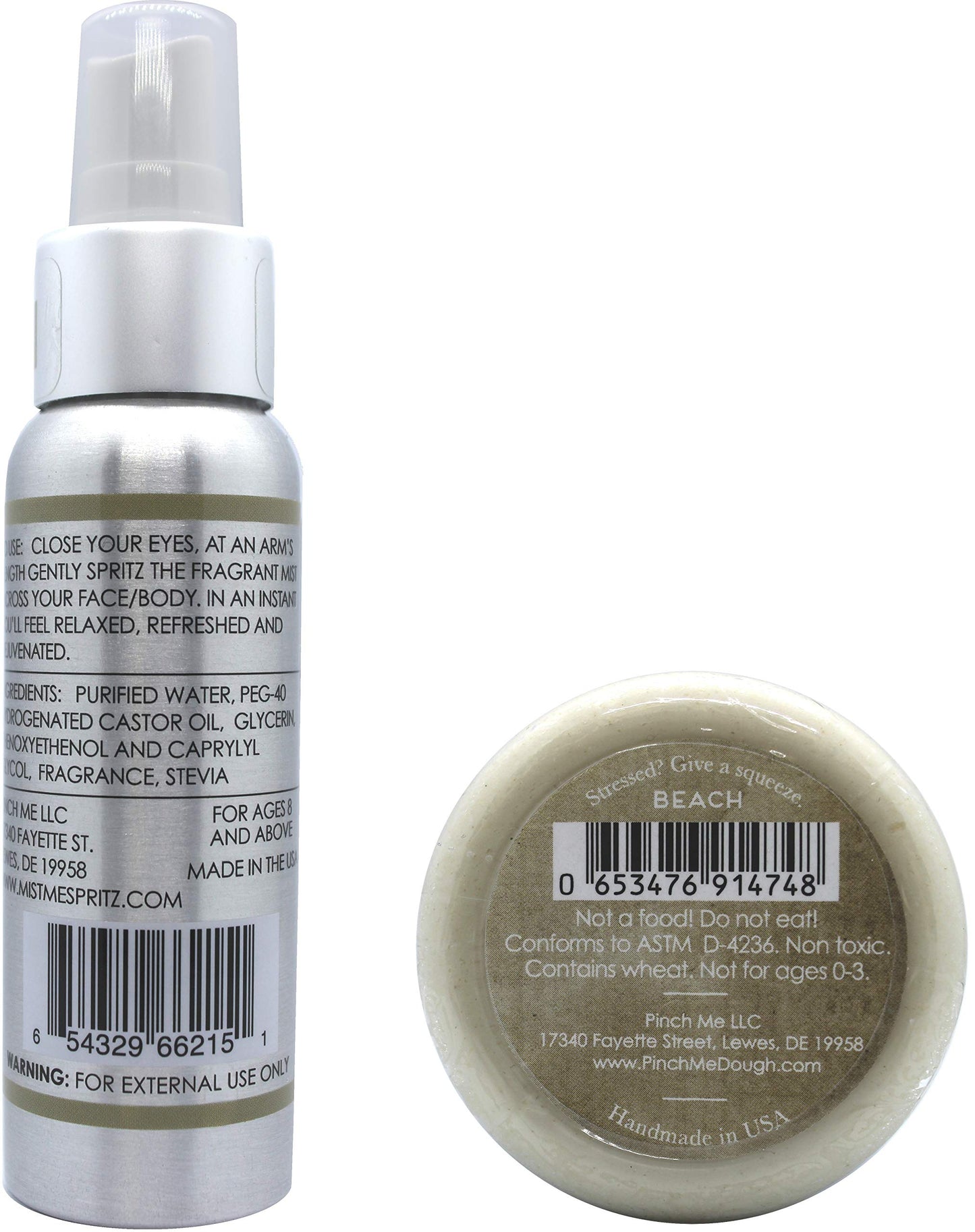 Stress Relief Combo Pack Mist Me Spray and Pinch Me Dough - 3 oz (Beach)