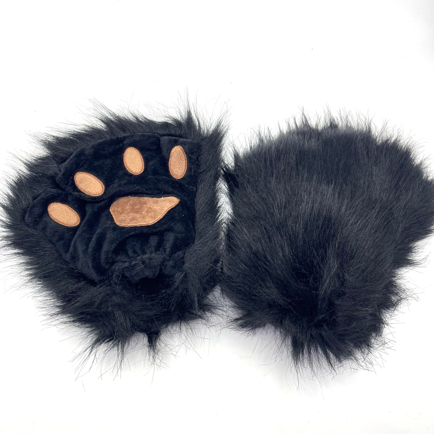 LAIDIC Therian Mask and Tail Set Women Halloween Costume Fox tail Wolf Mask cat ears Cosplay fox mask therian paws (Black set)