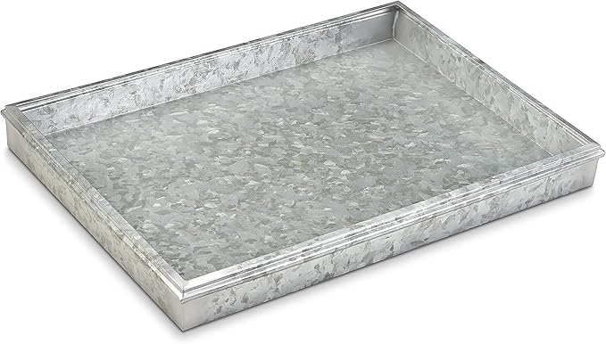 Good Directions Small Boot Tray, Classic Multi-Purpose All Weather Decorative Boot Tray, Shoes, Plants, Garage, Patio Door, Pet Bowls, 20 inch Entry Indoor Shoe Tray for Apartment, Grey Steel