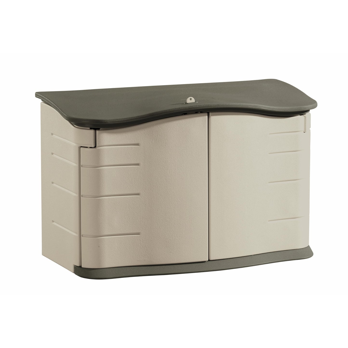 Rubbermaid Small Horizontal Resin Outdoor Storage Shed With Floor (4.5 x 3 Ft) Weather Resistant, Beige/Brown, Organization for Home/Backyard/Pool Chemicals/Toys/Garden Tools/Porch/Patio Cushions