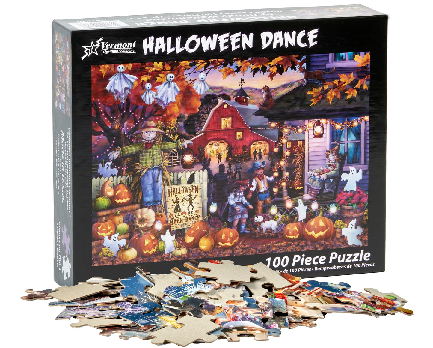 Vermont Christmas Company Halloween Dance Jigsaw Puzzle - 100 Pieces for Adults & Kids - 19" x 13" Halloween Jigsaw Puzzle with Large, Fully Interlocking & Randomly Shaped Pieces