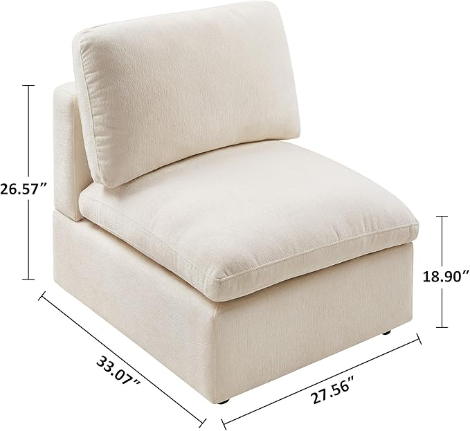 VANOMi Modern Upholstered Middle Module for Modular Sectional,Sectional Sofa Couch Accent Armless Chair, Chenille