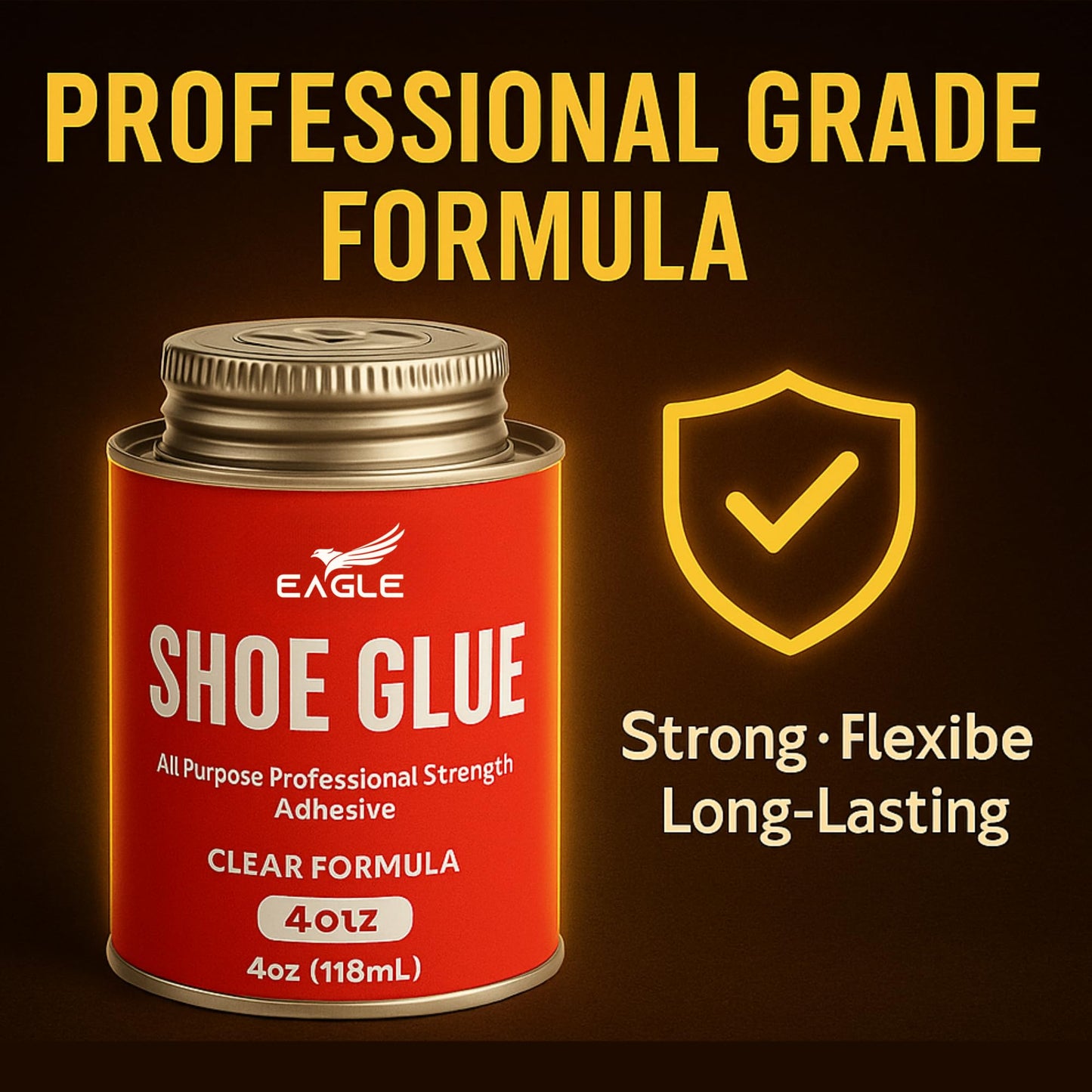 Eagle Shoe Cement – Heavy Duty Shoe Sole Glue for Repair – Strong Waterproof Shoe Adhesive for Sneakers, Boots, and Rubber Soles – Leather and Rubber Shoe Glue for Sole Repair (4 oz)