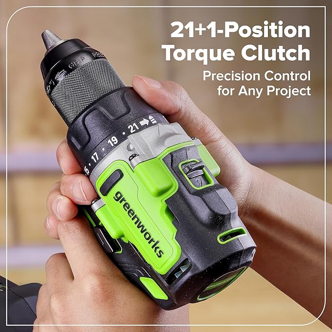 GREENWORKS 24V 1/2” Brushless Cordless Drill (800 In-lbs.), 4.0Ah (24,000mAh Power Bank) USB-C Battery, 3.3 FT Braided Cable, 65W Rapid Charger