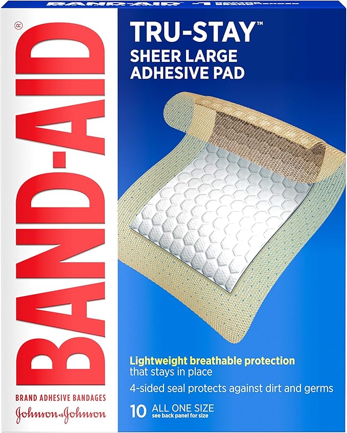 Band-Aid Brand Tru-Stay Adhesive Pads, Sterile Sheer Bandages for First Aid & Wound Care, Pad Covers & Protects Minor Cut...