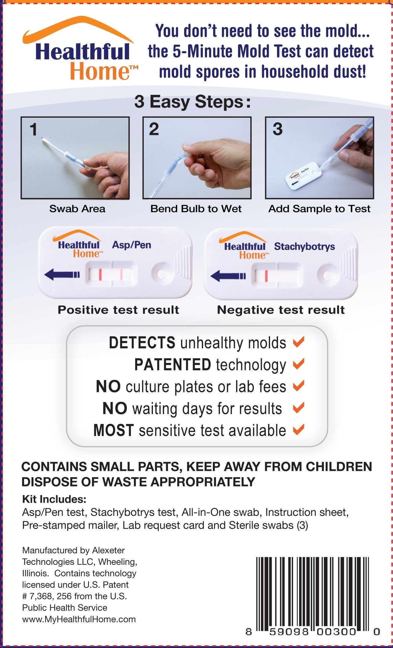 Healthful Home 5-Minute Mold Test. Aspergillus/Penicillium and Stachybotrys. No Waiting Days for Culture Plates or Labs. Works Even If You Can't See The Mold. Expert Consultation Included.