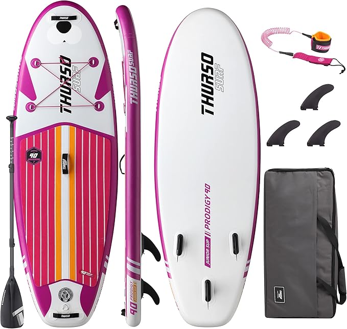 THURSO SURF Prodigy Junior Kids Inflatable SUP Stand Up Paddle Board 7'6 x 30'' x 4'' Two Layer Includes Adjustable Carbon...